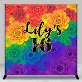Aperturee - Aperturee Colorful Floral Print Custom Name Sweet 16 Backdrop